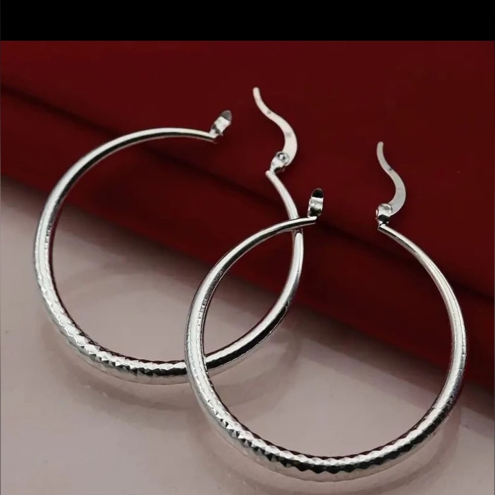 Silver Color Big Hoop Earrings.